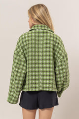 HYFVE Women's Tweed Plaid Button-Up Jacket - Sophisticated & Versatile Outerwear