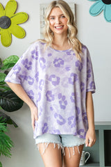 HOPELY Women's Oversized Waffle Knit T-Shirt with Stylish Print