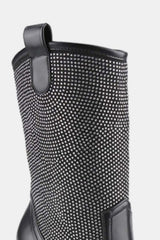 Weeboo Rhinestone-Embellished Chunky Heel Western Cowboy Boots - Glamorous & Comfortable