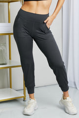 Leggings Depot Women's Cropped Joggers with Wide Waistband and Pockets - Comfort Fit