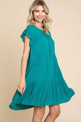 Chic Ruffle Cap Sleeve Tiered Dress - Feminine & Stylish Design | Culture Code