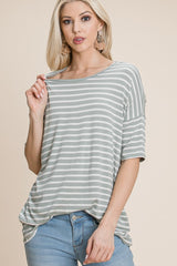 BOMBOM Striped Round Neck T-Shirt - Classic Nautical Style for Every Occasion