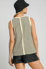 Umgee Women's Textured Striped Tank Top - Chic Essential Sleeveless Shirt