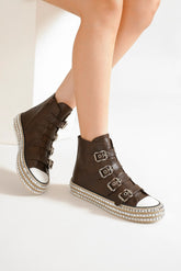 Beast Fashion Multi-Buckle Straps Studded Platform Sneakers - Edgy & Trendy Footwear