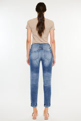 Kancan High Rise Distressed Mom Jeans - Trendy & Comfortable Denim