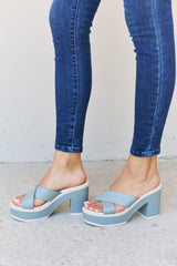 Weeboo Contrast Platform Sandals in Misty Blue | Stylish & Comfortable Mules