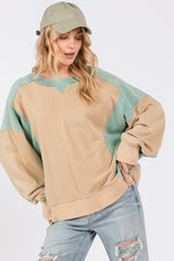 SAGE + FIG Women's Color Block Round Neck Sweatshirt - Relaxed Fit, 100% Cotton