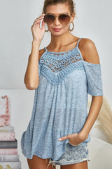 BiBi Elegant Crochet Lace Top with Adjustable Straps - Stylish & Comfortable
