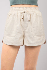 Eco-Friendly VERY J Linen Shorts with Drawstring and Side Pockets
