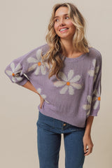BiBi Women's Floral Slit Sweater - Chic & Versatile Knitwear
