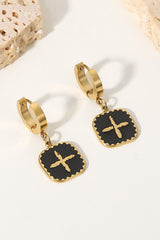 Modern Stainless Steel Plus Sign Square Earrings by NK Wears