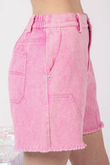 VERY J Women's Washed Raw Hem Denim Shorts - Stylish & Comfortable Summer Essential