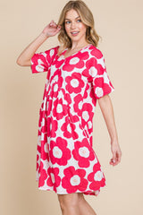 BOMBOM Women's Flower Print Ruched Dress | Vibrant & Comfortable