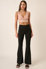 Mittoshop Stylish Crepe Knit Flare Leg Pants with Elastic Waist