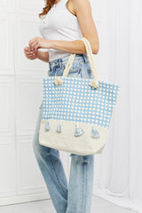 Justin Taylor Picnic Date Oversized Plaid Tote Bag with Nautical Rope Handles