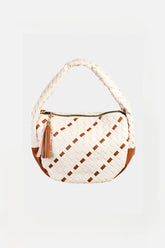 Fame Tassel Detail Weave Semi Circle Bag - Stylish Small PU Leather Handbag
