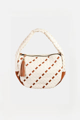 Fame Tassel Detail Weave Semi Circle Bag - Stylish Small PU Leather Handbag
