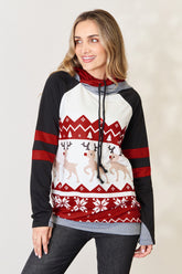 Festive Full-Size Christmas Drawstring Hoodie - Long Sleeve Comfort