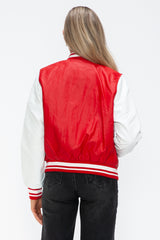 Edgy PU Leather Snap Down Bomber Jacket - Love Me Now Collection by NK Wears