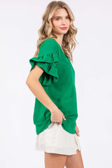 GeeGee Women's Ruffled Short Sleeve V-Neck Blouse - Elegant & Versatile Top