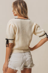 BiBi Contrast Binding Buttoned Cardigan - Stylish & Versatile Knitwear