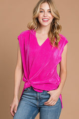 Trendy Culture Code Slit Cap Sleeve Hooded Top - Versatile Fashion Essential