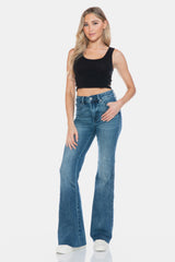 Judy Blue Full Size Tummy Control Vintage Wash Flare Jeans with Cut Hem