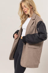 HYFVE Women's Herringbone Blazer - Stylish Long Sleeve Jacket for Office & Casual Wear