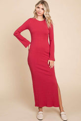 Elegant Round Neck Bodycon Bell Sleeve Maxi Dress - Culture Code