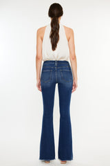 Kancan Cat's Whiskers Raw Hem Flare Jeans - Stylish Flare Denim with Edgy Raw Hem