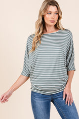 BOMBOM Women's Striped Boat Neck Dolman Sleeve Top - Elegant, Versatile, and Comfortable