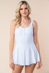 White Birch Sleeveless Performance Knit Swim Dress with Built-In Shorts