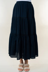 White Birch High Waisted Tiered Cotton Maxi Skirt - Bohemian Style