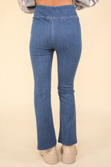 VERY J Crossover Waist Stretchy Flare Denim Leggings - Stylish & Comfortable Fit