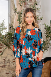 Sew In Love Stylish Full Size Printed Boat Neck Blouse for Women