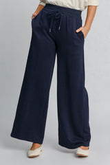 Umgee Women's Drawstring Wide Leg Pants with Pockets - Comfortable & Versatile Fashion Staple