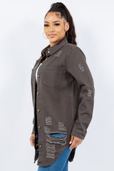 American Bazi Distressed Denim Jacket – Stylish Button-Up for Any Occasion