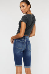 Kancan Full Size Cat's Whiskers Button Fly High-Stretch Denim Shorts