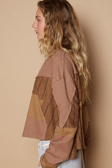 POL Women's Color Block Drop Shoulder Knit Top - Stylish Half Button Design
