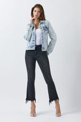RISEN Button-Up Washed Denim Jacket for Effortless Style