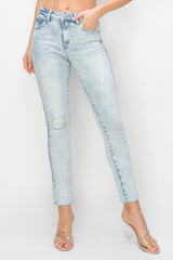 Risen Women's Full Size High Rise Distressed Skinny Jeans - Trendy and Comfortable Denim