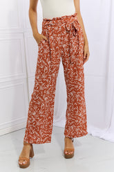 Heimish Geometric Printed Paperbag Waist Pants - Red Orange