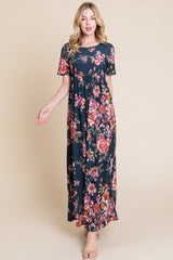 BOMBOM Floral Shirred Maxi Dress - Chic & Versatile Summer Fashion
