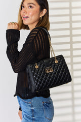 David Jones Quilted PU Leather Handbag - Stylish & Durable Fashion Accessory