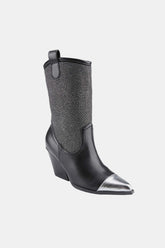 Weeboo Rhinestone-Embellished Chunky Heel Western Cowboy Boots - Glamorous & Comfortable