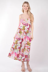 VERY J Tropical Print Cami Midi Dress - Summer Island Style