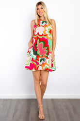 Be Stage Women's Floral Sleeveless Mini Dress with Pockets – Perfect for Casual Events