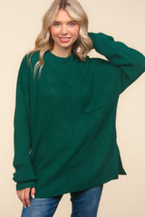 Haptics Full Size Mock Neck Side Slit Knit Top for Elegant Style