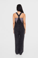 Mono B Women's Vintage V-Neck Cotton Overalls with Pockets - Mineral Washed