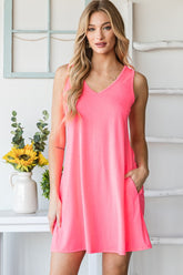 Heimish V-Neck Mini Tank Dress with Pockets - Flirty & Comfortable Summer Essential